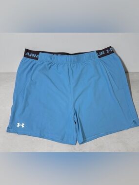 Under Armour Light Blue Men's Athletic Shorts with Black Waistband
